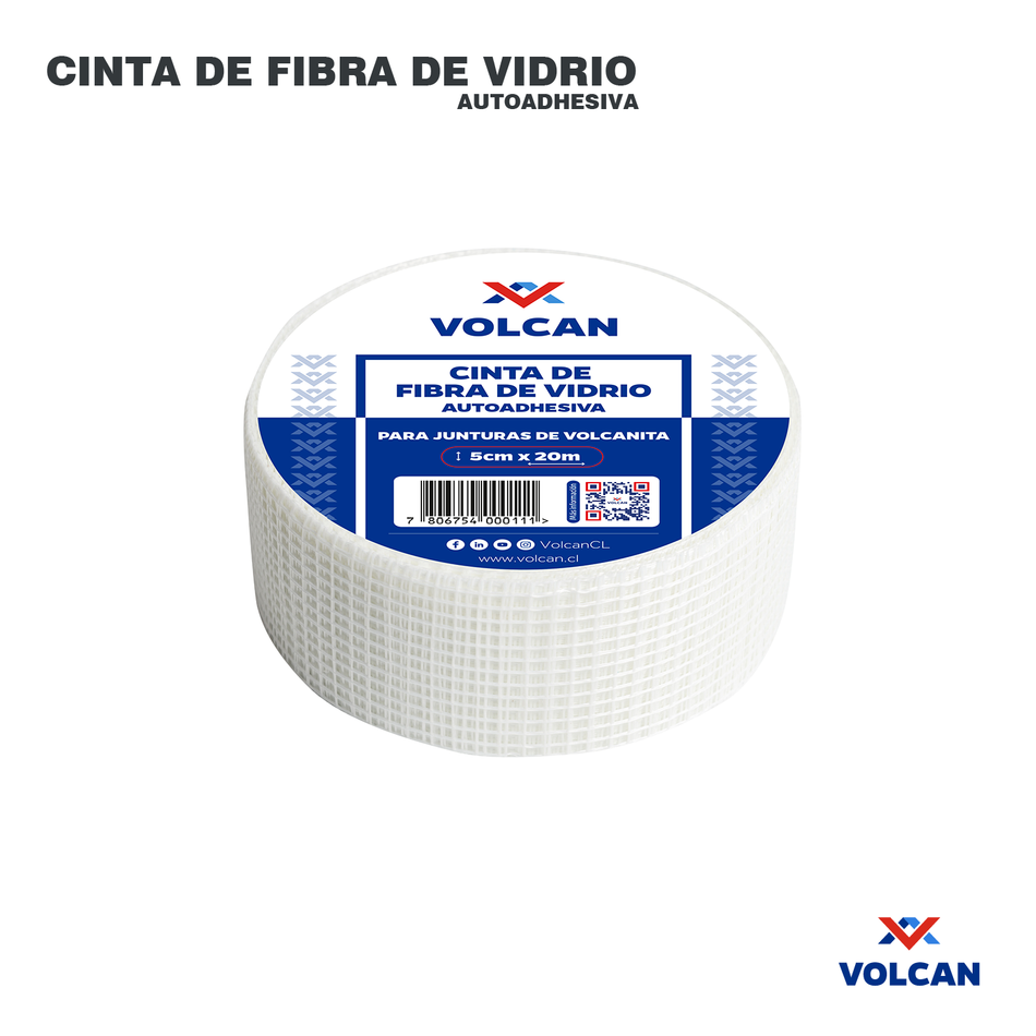 Cinta de Fibra de Vidrio Autoadhesiva para Junturas 5 cm x 20 m