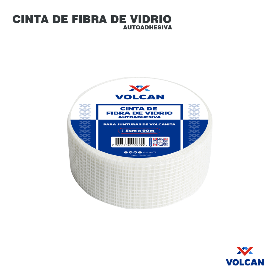 Cinta de Fibra de Vidrio Autoadhesiva para Junturas 5 cm x 90 m