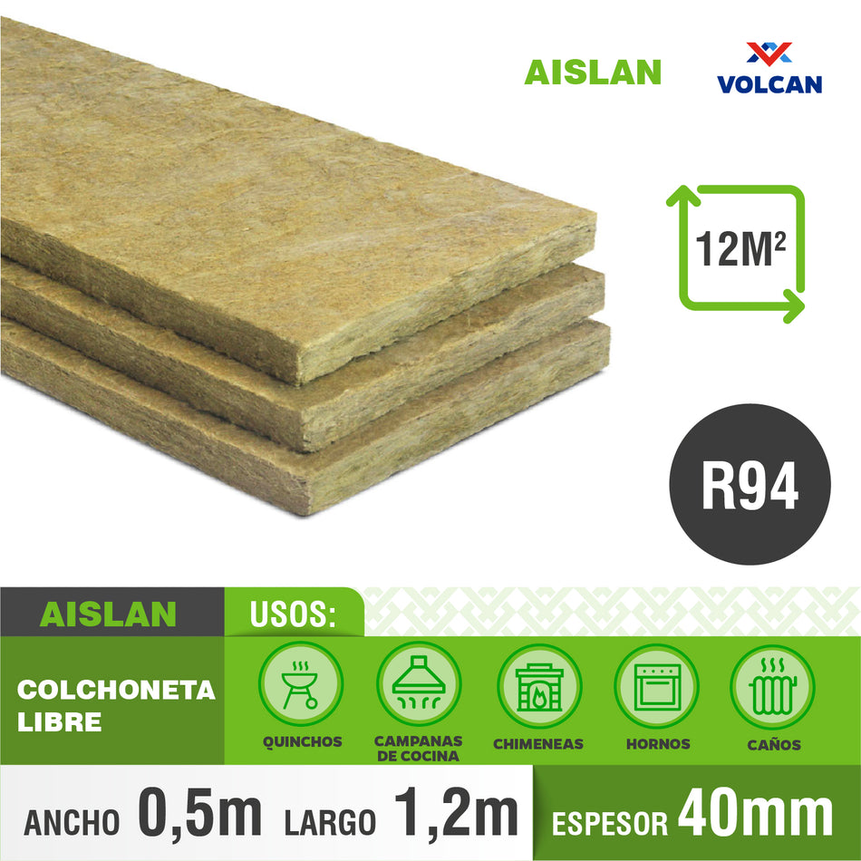 Colchoneta Libre Lana Mineral Aislan R94 E40 0,5x1,2 (12m2)