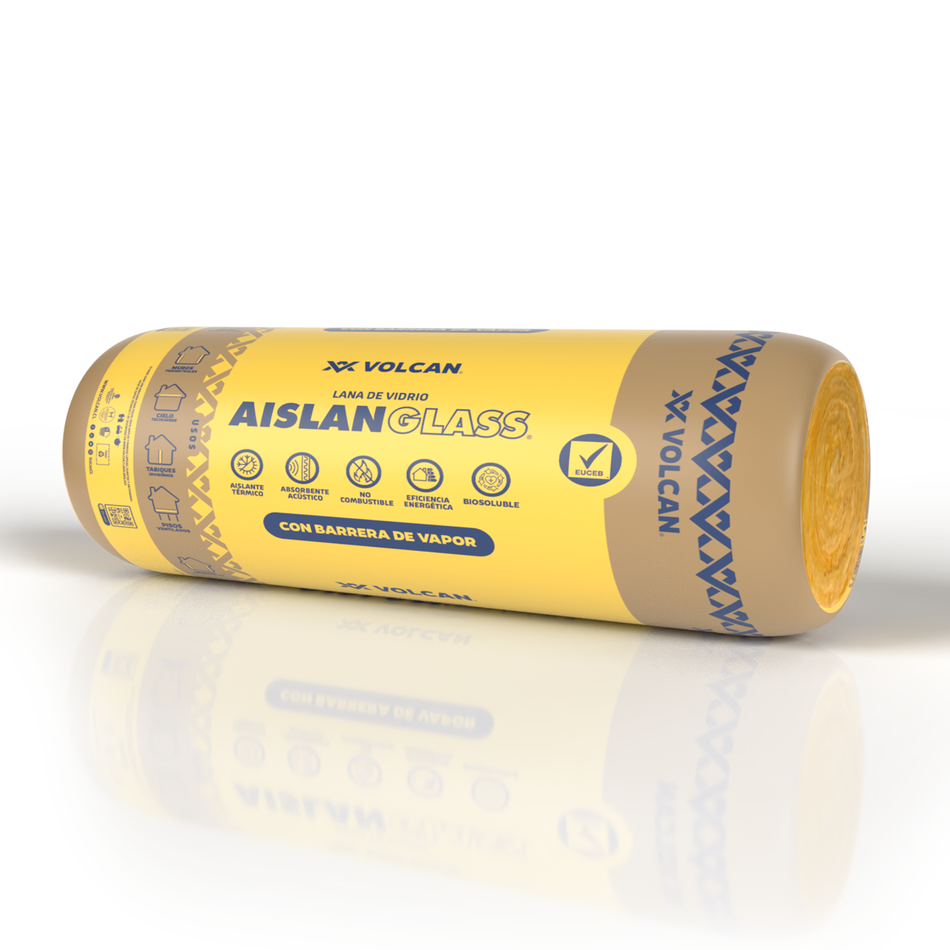 Lana de Vidrio Aislanglass Rollo Con Barrera Vapor 100 mm R100/235 1,2 x 7,5 m