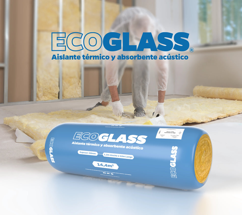 Lana de Vidrio Ecoglass Rollo Libre 50 mm R100/100 1,2 x 12 m