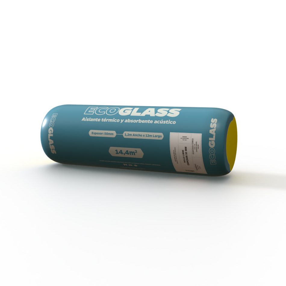Lana de Vidrio Ecoglass Rollo Libre 50 mm R100/100 1,2 x 12 m