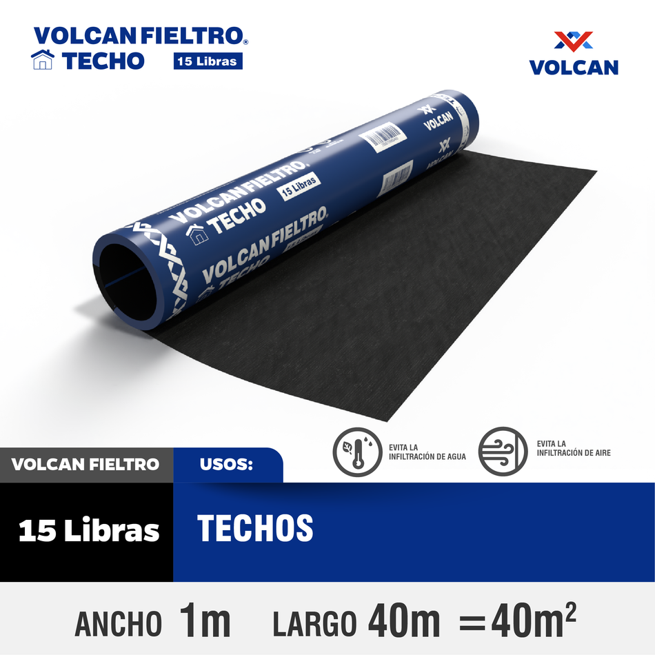 Fieltro Asfáltico Liso 15Lbs 40M2
