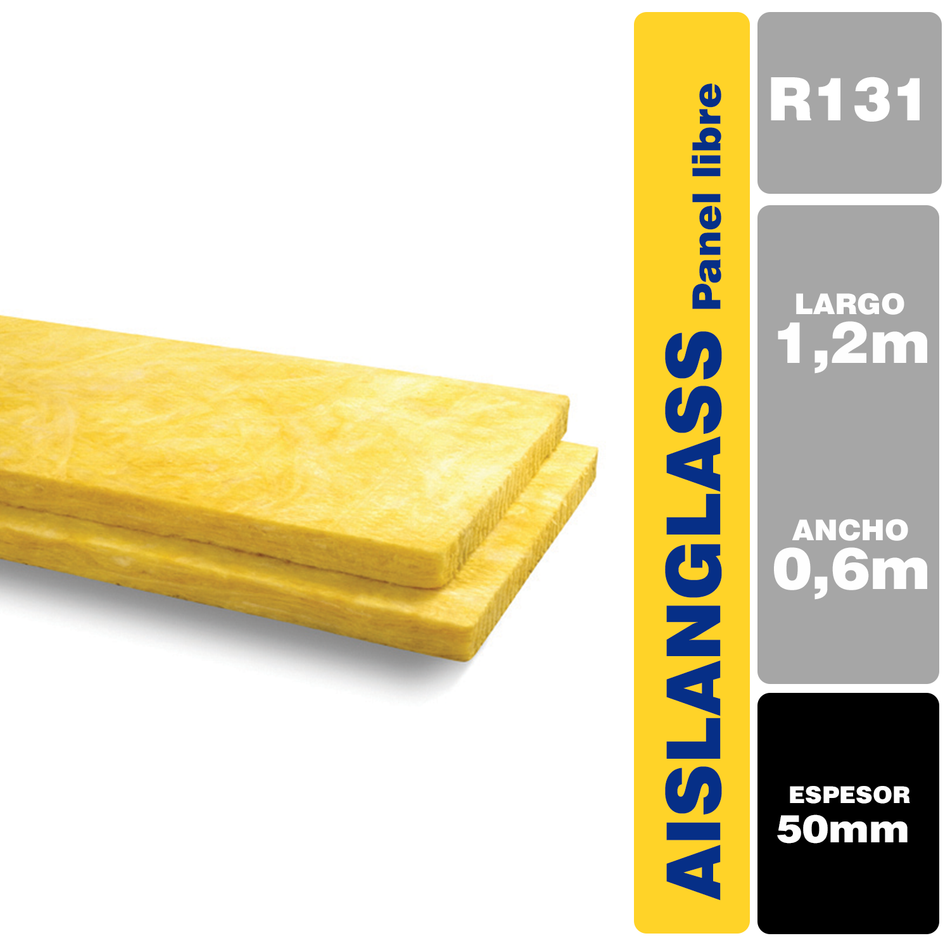 Lana de Vidrio Aislanglass Panel Libre 50 mm R100/131 0,6 x 1,2 m (12 paneles)