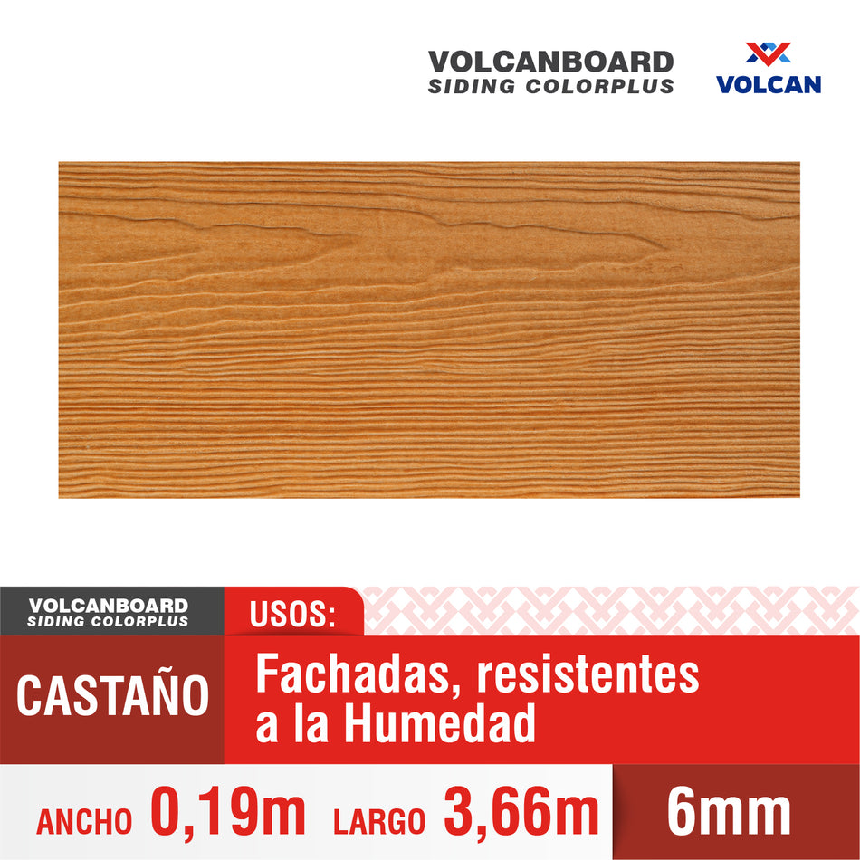 Volcanboard Siding Colorplus Castaño 6x19x366