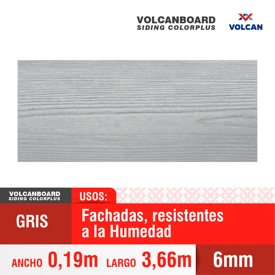 Volcanboard Siding Colorplus Gris 6x19x366