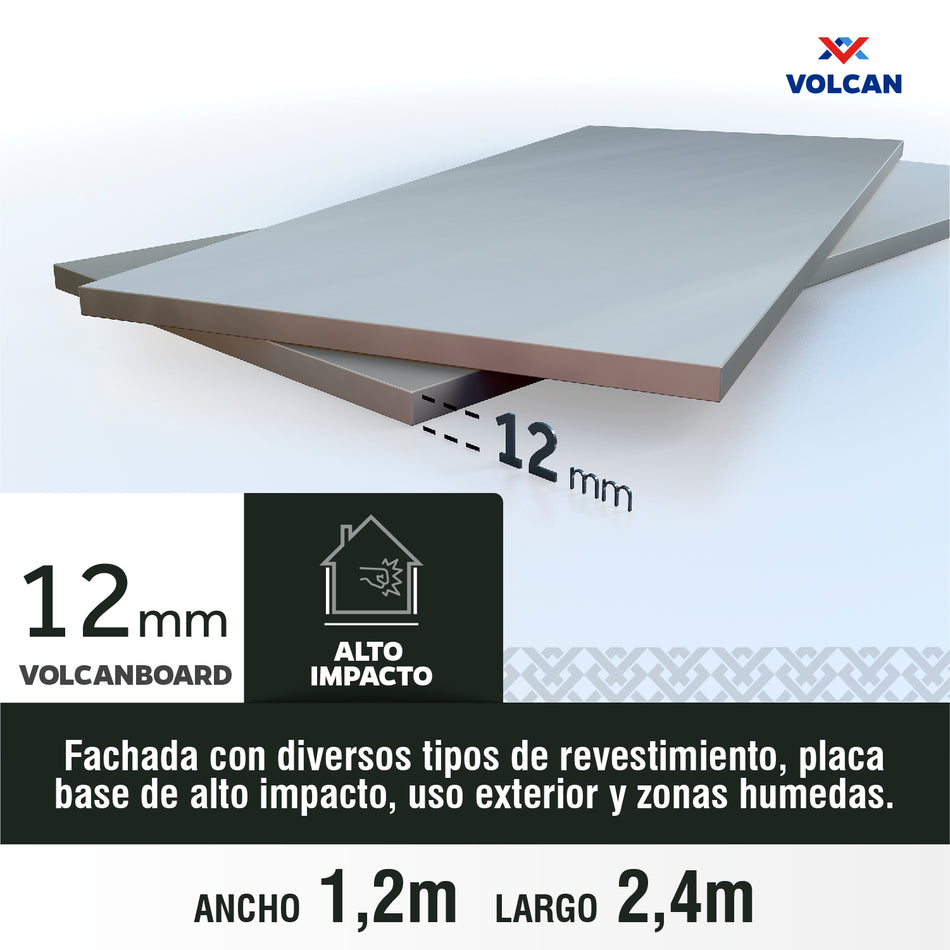 Volcanboard Alto Impacto 12mm x 1,2m x 2,4m