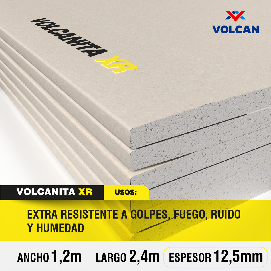 Volcanita XR BR Extra Resistente a Golpes, Fuego, Ruido y Humedad 12,5 mm 1,2 x 2,4 m