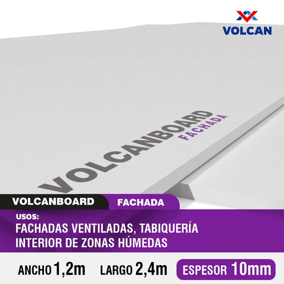 Fibrocemento Volcanboard Fachada 10mm x 1,2m x 2,4m