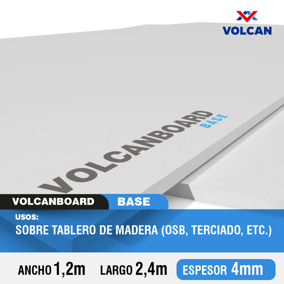 Fibrocemento Volcanboard Base 4mm 1,2m x 2,4m
