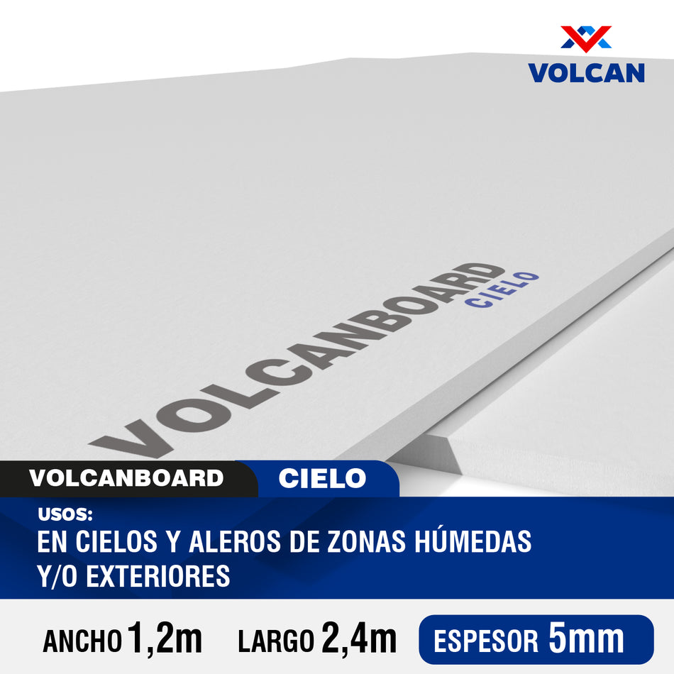 Fibrocemento Volcanboard Cielo 5mm 1,2m x 2,4m