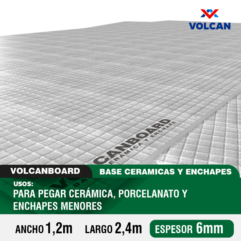 Fibrocemento Volcanboard para cerámica y enchapes 6 mm x 1,2 x 2,4 m