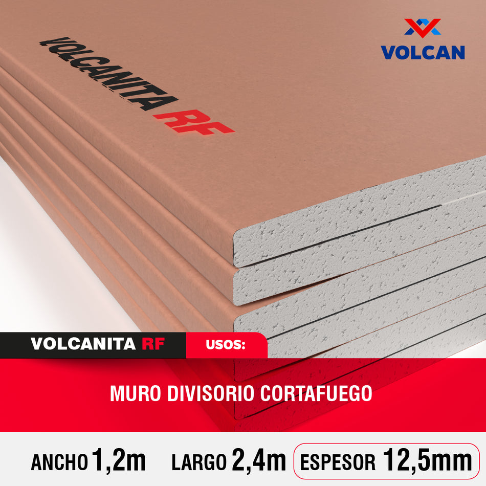 Volcanita RF BR Resistente al Fuego 12,5 mm 1,2 x 2,4 m