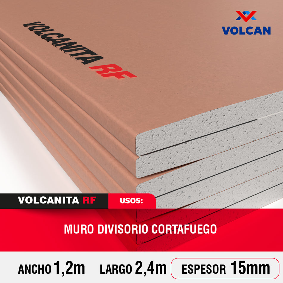 Volcanita RF BR Resistente al Fuego 15 mm 1,2 x 2,4 m