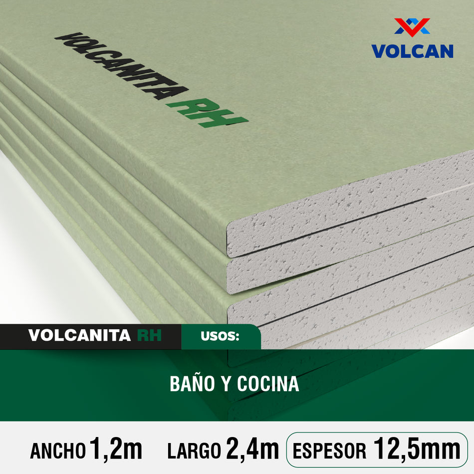 Volcanita RH BR Resistente Humedad 12,5 mm 1,2 x 2,4 m